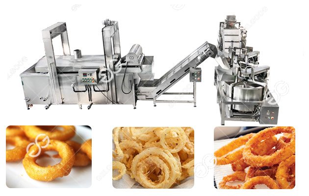 onion rings frying production line 